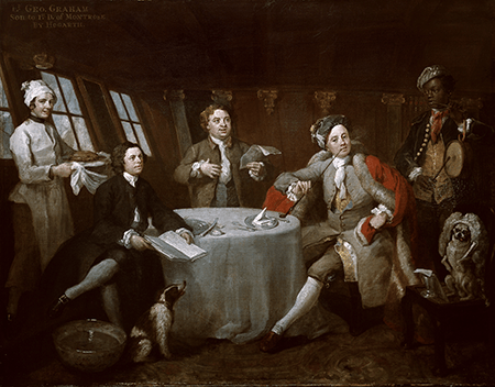 William Hogarth, Captain Lord George Graham, (1715-47), in his Cabin, 1742-1744. National Maritime Museum, Greenwich, Great Britain, Image: Album / Art Resource, NY, Artwork: © National Maritime Museum, Greenwich, London